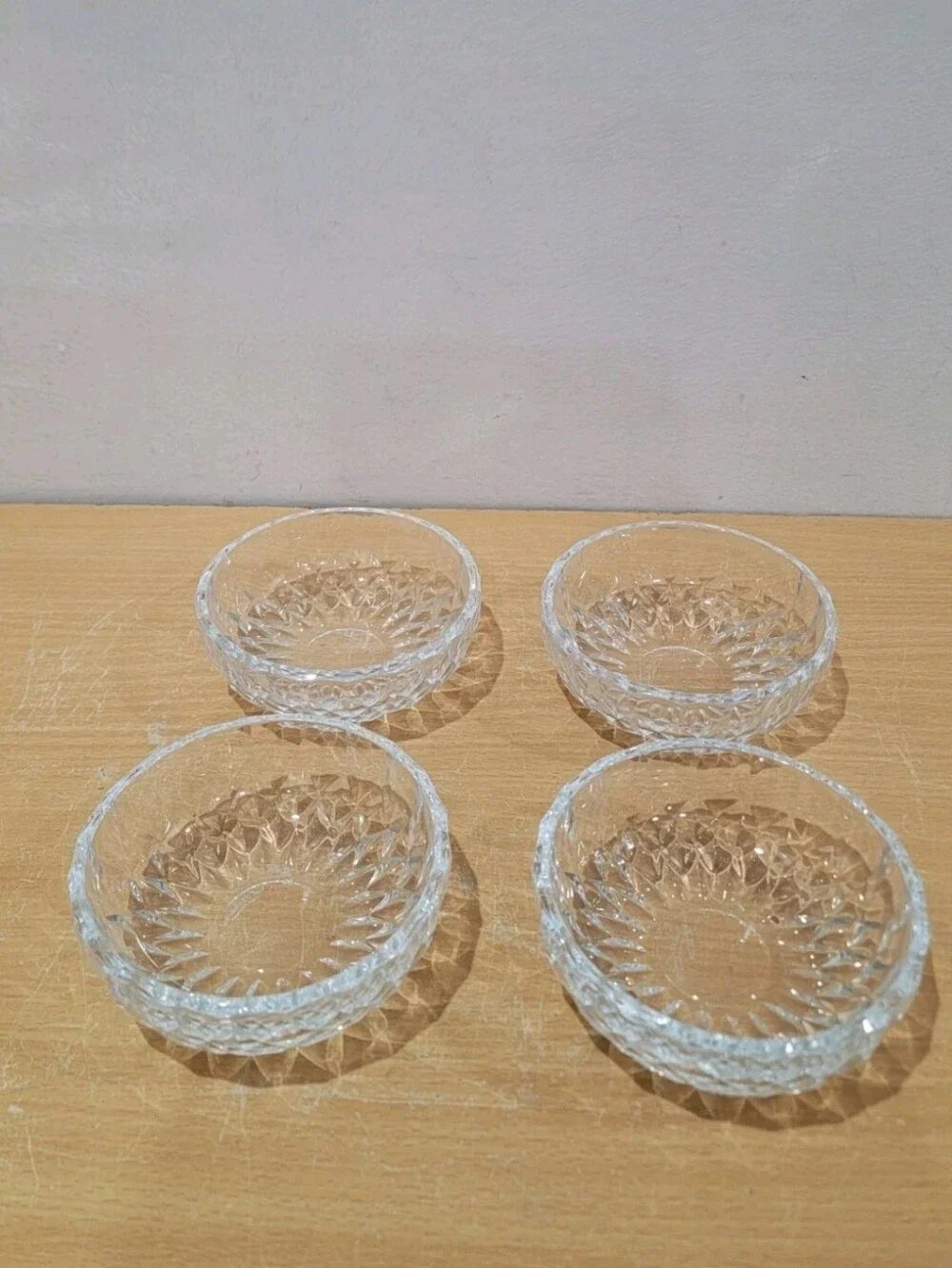 Vintage Val St Lambert Signed Cut Crystal Dishes Set of 4